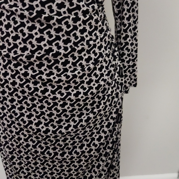 LAUREN by RALPH LAUREN black dress with white chain link pattern size 6 - Picture 6 of 10